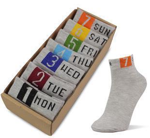 星期男襪子7日襪 短筒襪 潮 高品質純棉全棉 義烏廠家批